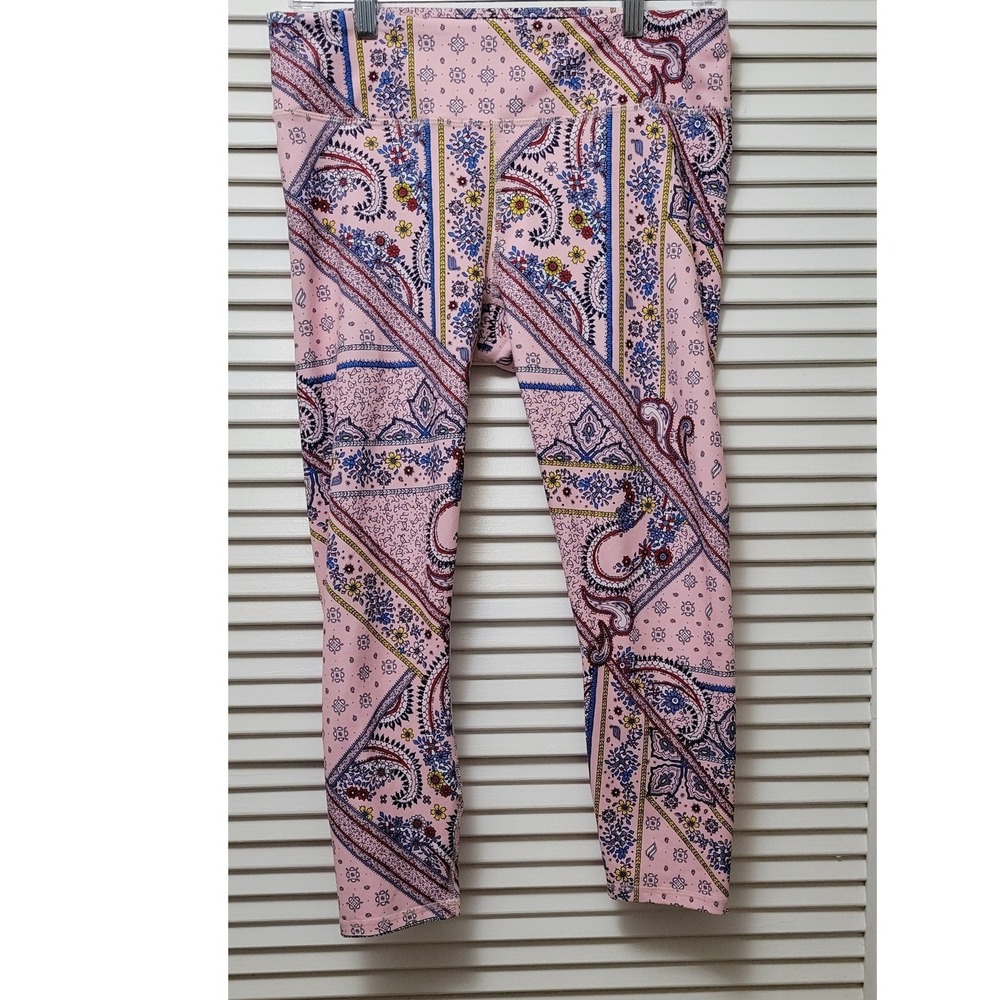 Yoga High Rise Bright Pink Paisley Floral Athletic Legging Pants Unusual colors